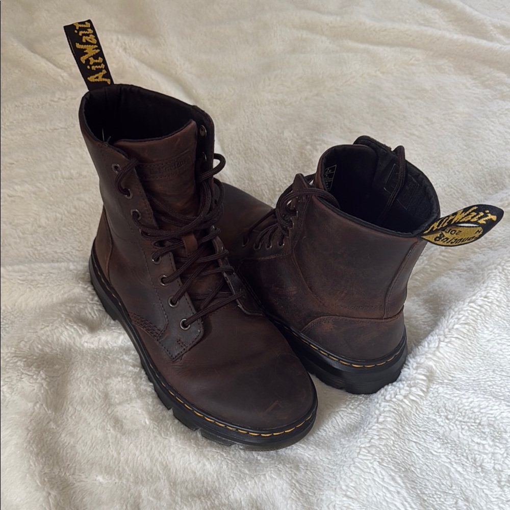 EUC Dr. Martens Crazy Horse Combs Leather Brown Combat Boots